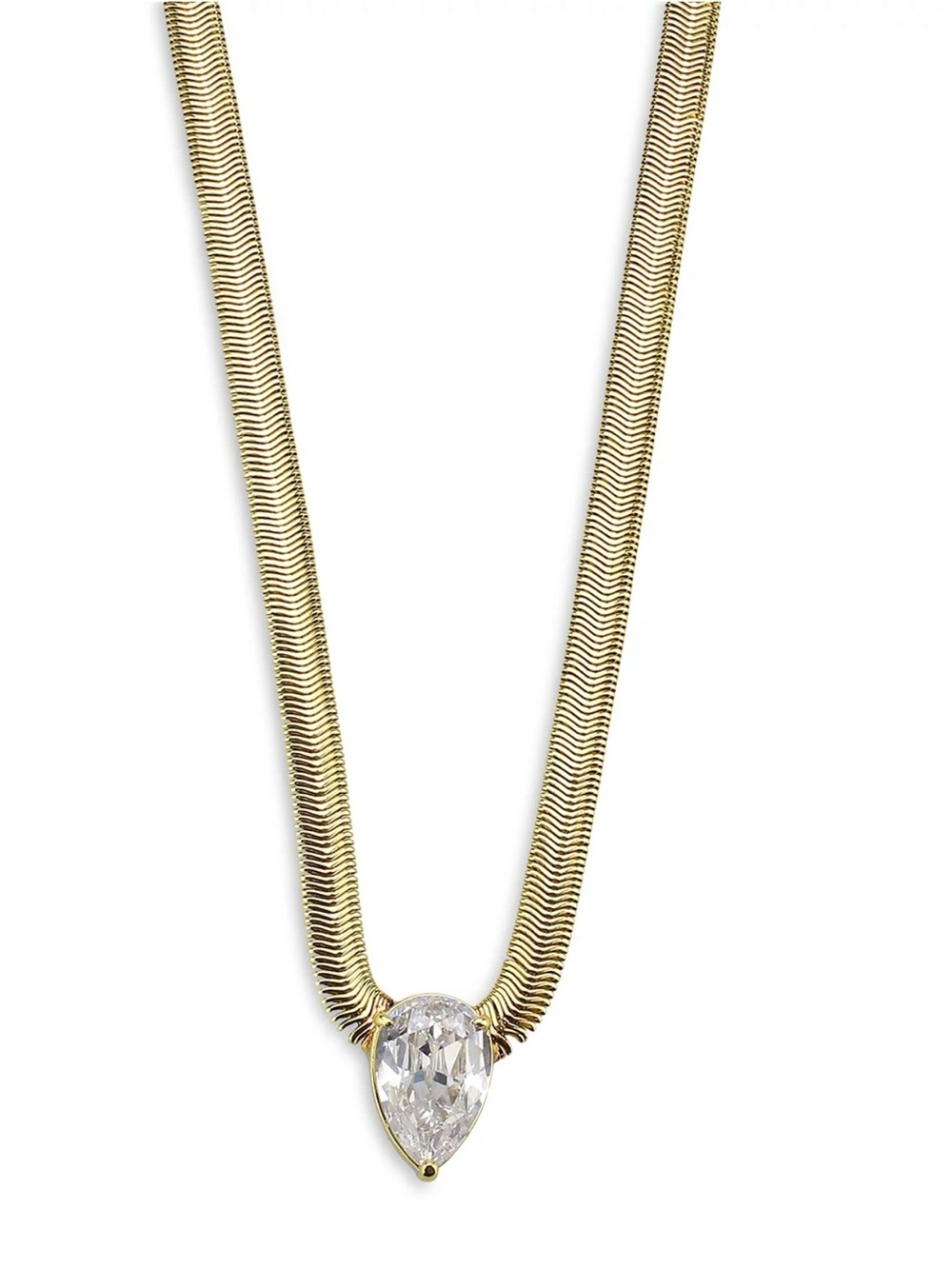 Aqua Refined Punk Cubic Zirconia V Pendant Necklace in Gold Tone, 18"-20” - Picture 4 of 11
